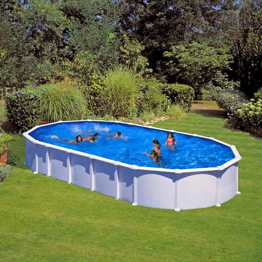 PONTAQUA FREE WHITE STAR 910 x 470 x 132 cm ovál, oldaltámasz nélküli merevfalú medence KIT