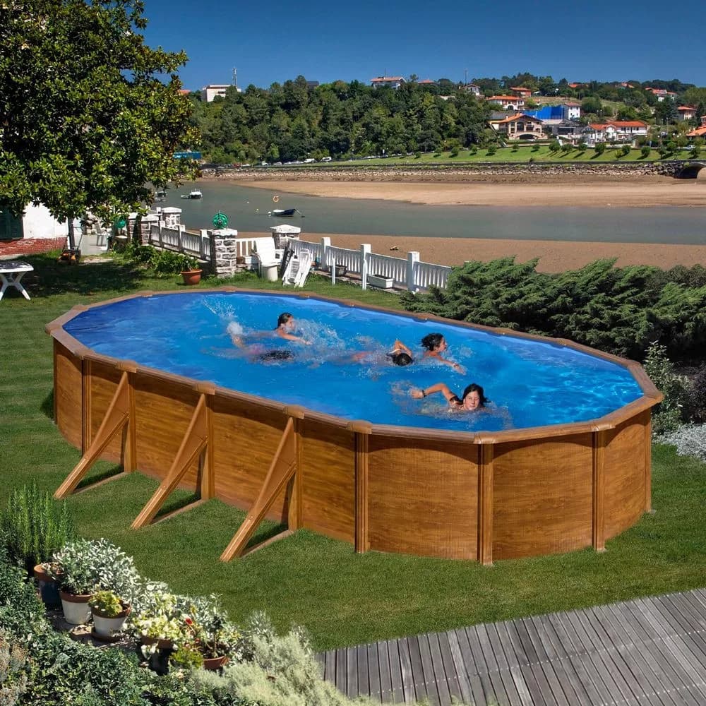 PONTAQUA WOOD 730 x 375 x 120 cm ovális merevfalú medence