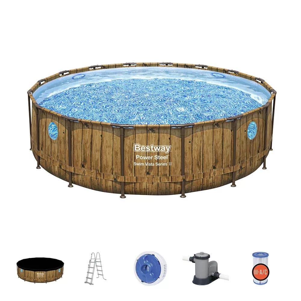 Bestway EVIA Vista rattan hatású fémvázas medence szett 488 x 122 cm