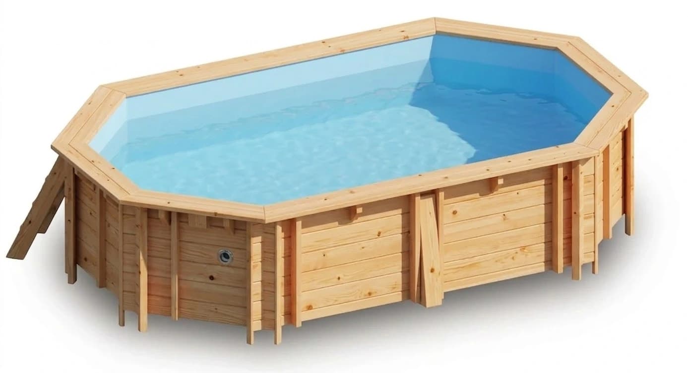 Hanna ovális favázas medence 5,35 × 3,35 m kompakt