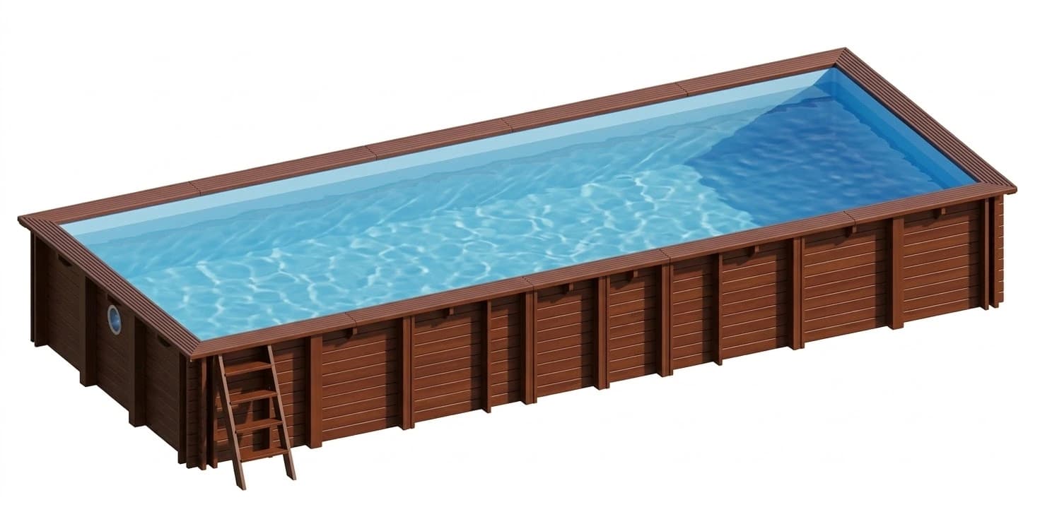 Hanna szögletes favázas medence 12,10 × 4,18 m